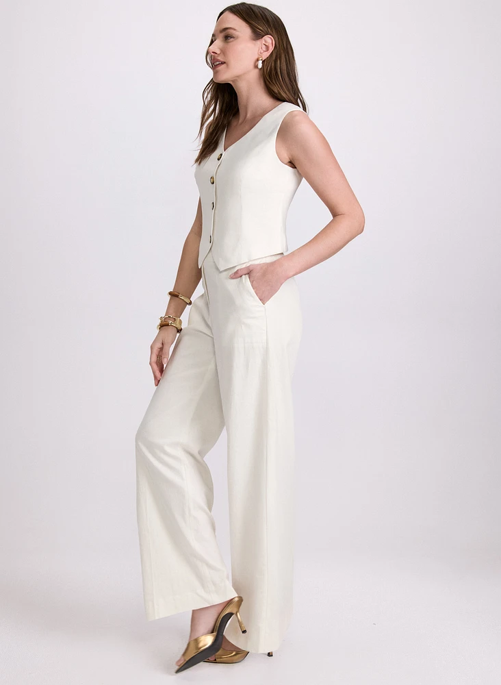 Olivia Linen-Blend Wide-Leg Pants