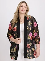 Sheer Floral Open Front Top