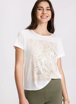 Foiled Floral Print T-Shirt