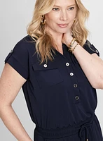 Button Down Jersey Jumpsuit