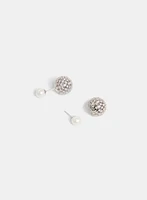 Crystal Front Pearl Back Earrings