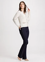 Bouclé Cardigan & Flare-Leg Jeans