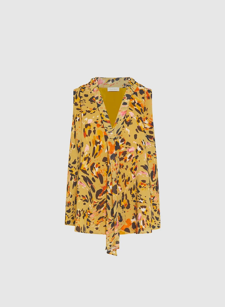 Sleeveless Leopard Print Blouse