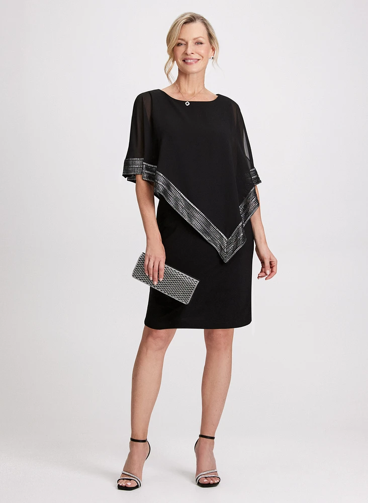 Asymmetrical Capelet Effect Short Dress