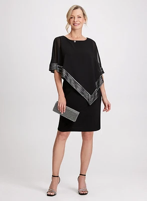 Robe courte asymétrique à effet cape