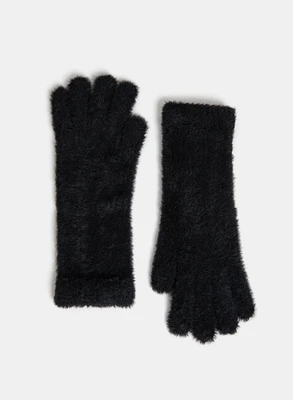 Gants en tricot à détails de plumes