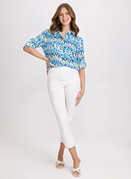 Blouse géométrique boutonnée