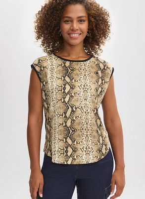 Snake Print Cap Sleeve Top