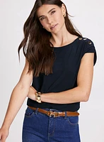 Button Shoulder Detail Top