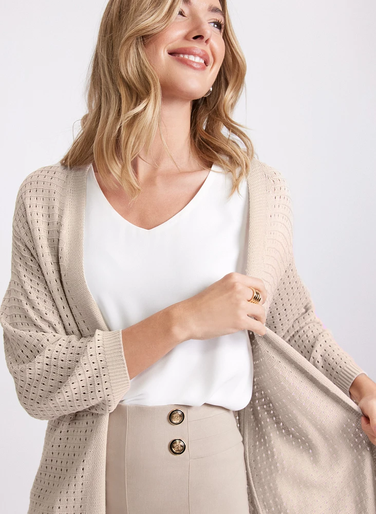 Cardigan long en tricot ajouré