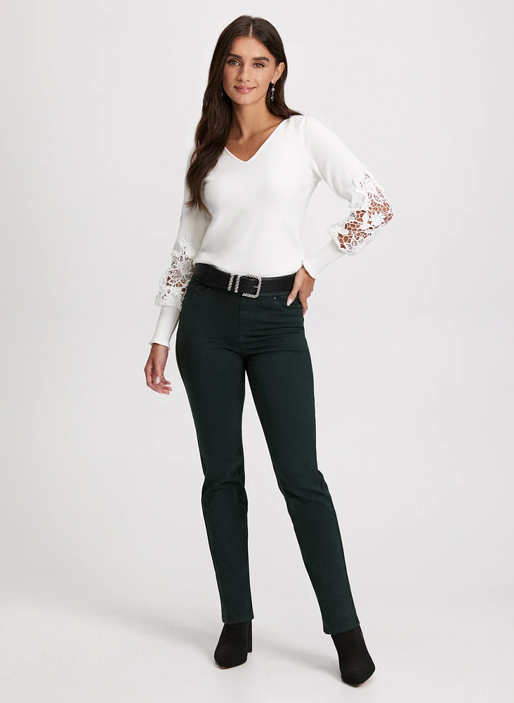 Pull-On Straight Leg Jeans