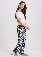 Pantalon Olivia large à motif feuilles