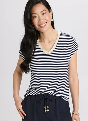 Striped Cap Sleeve T-Shirt