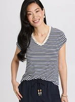 Striped Cap Sleeve T-Shirt
