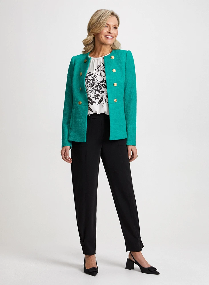 Placement Print Blouse & Tapered Leg Pants