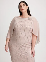 Glitter Lace Capelet Dress