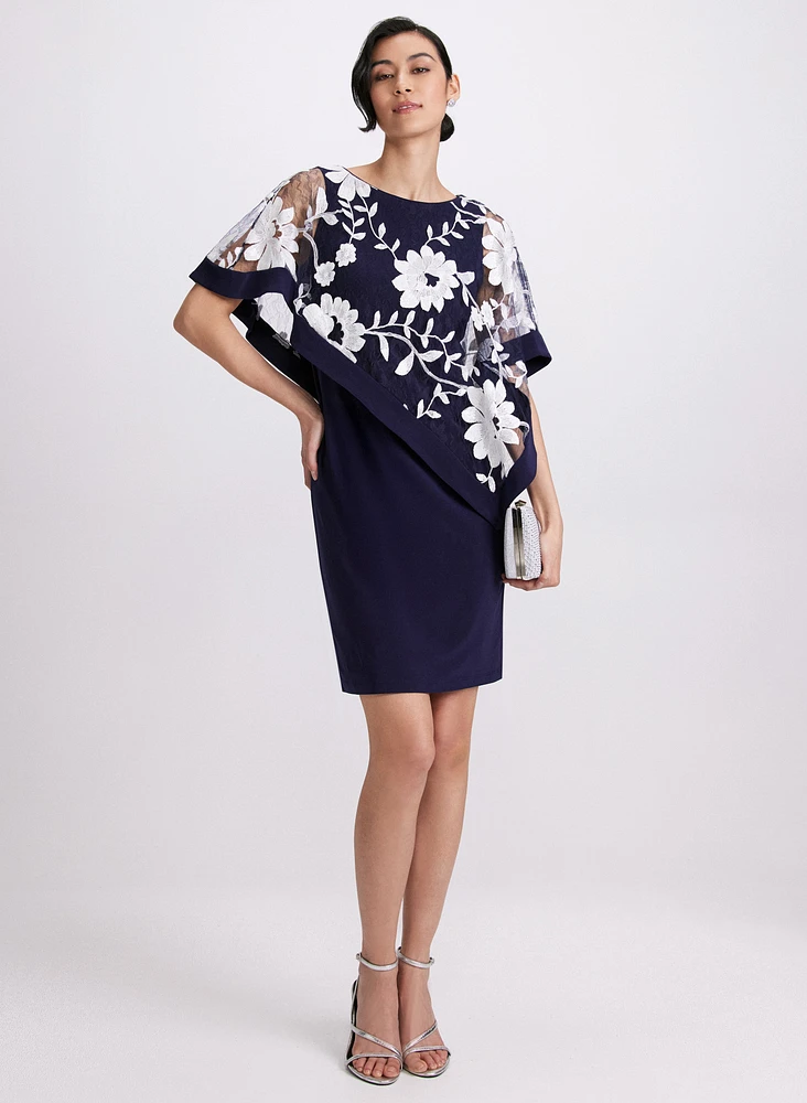 Floral Capelet Sheath Dress