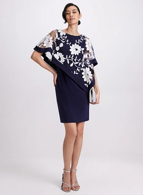 Floral Capelet Sheath Dress