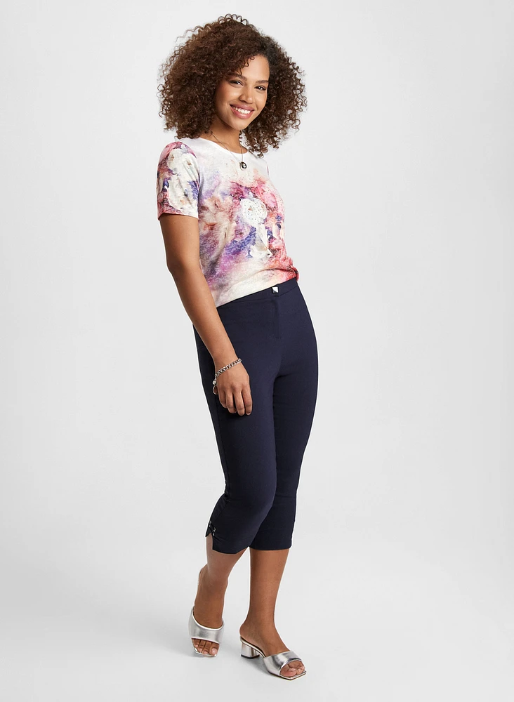 Floral Burnout Tee & Bengaline Capris