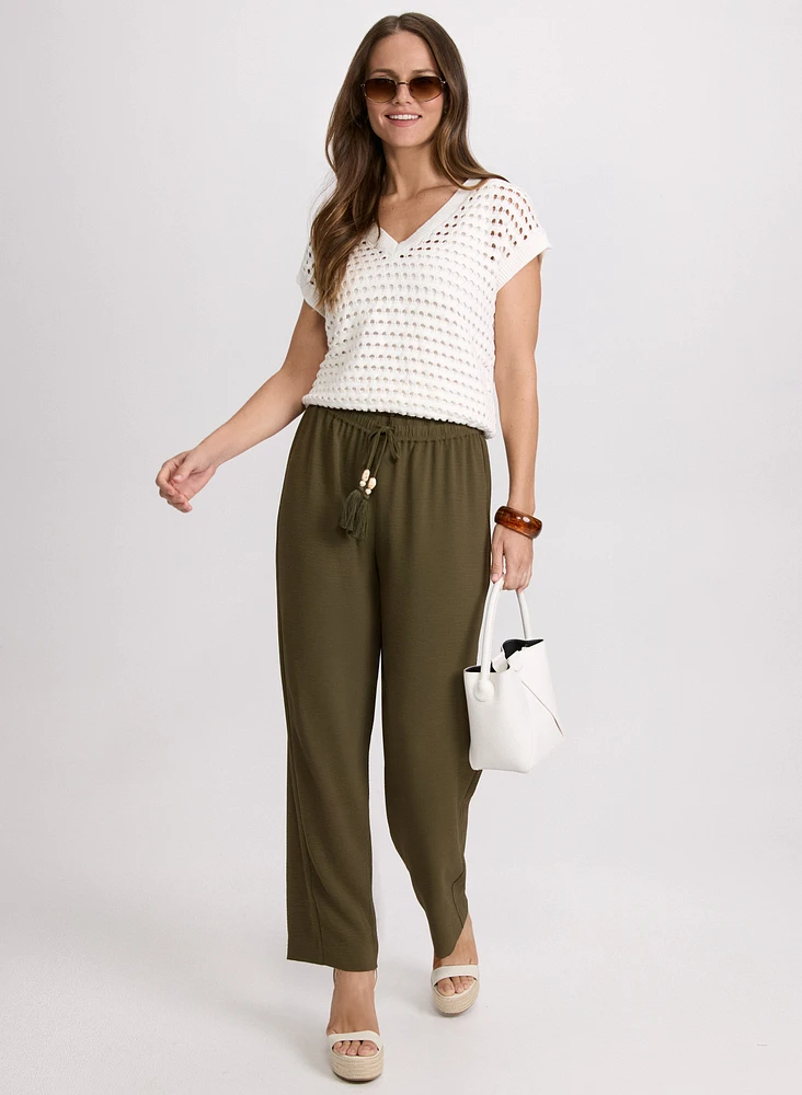 Crinkle Wide-Leg Pants