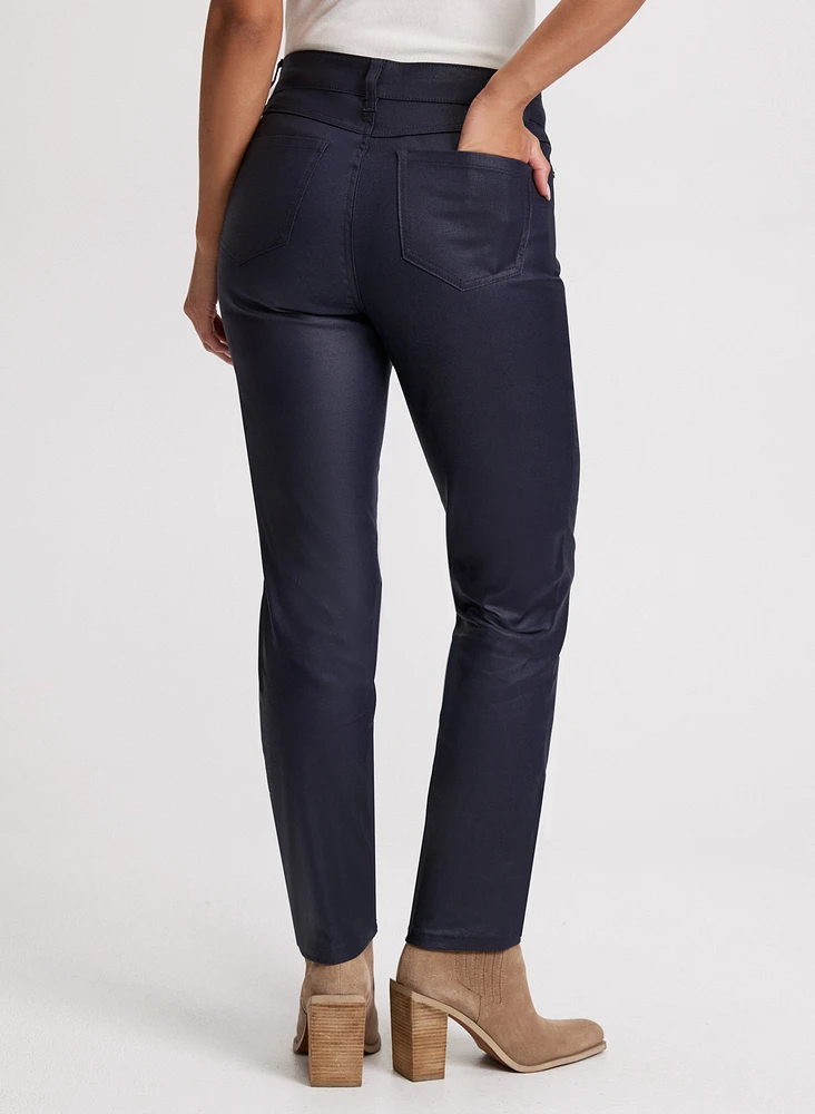 Coated Straight Leg Jeans