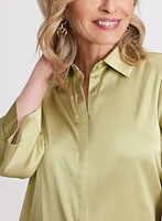 Flared Sleeve Satin Blouse