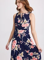 Robe florale à encolure bateau