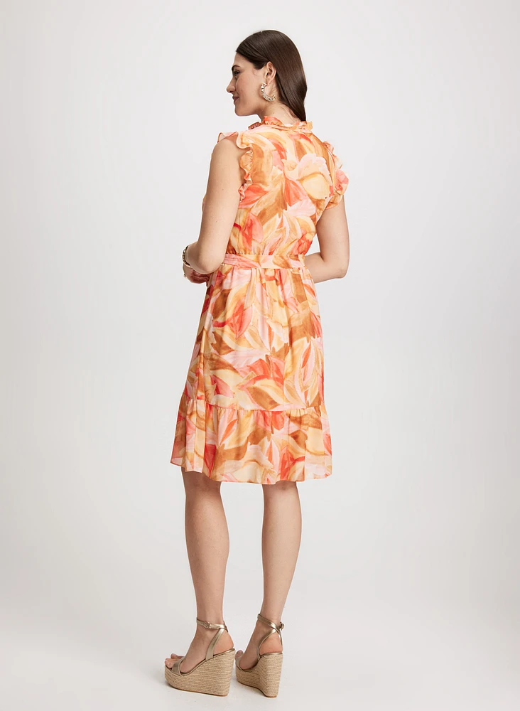 Abstract Pattern Chiffon Dress