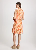 Abstract Pattern Chiffon Dress