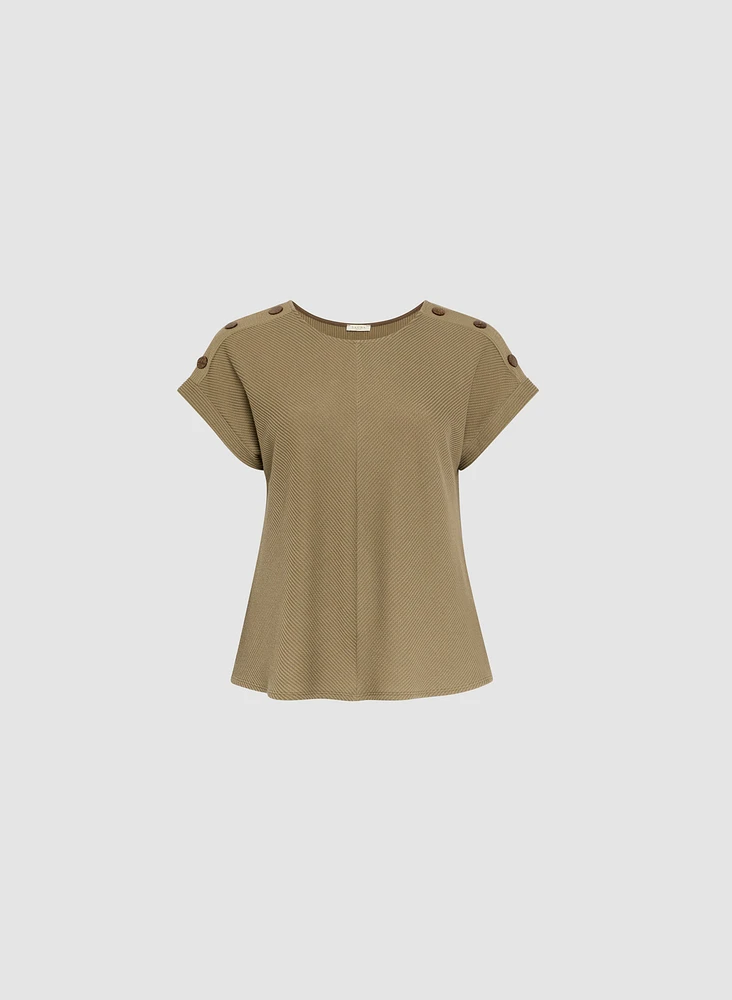 Button Detail Cap-Sleeve Top