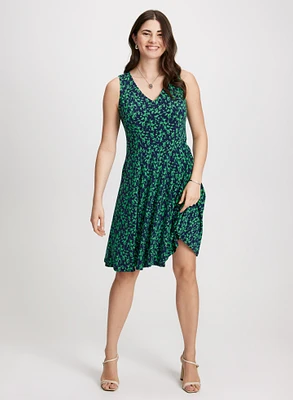 Sleeveless V-Neck Floral Dress