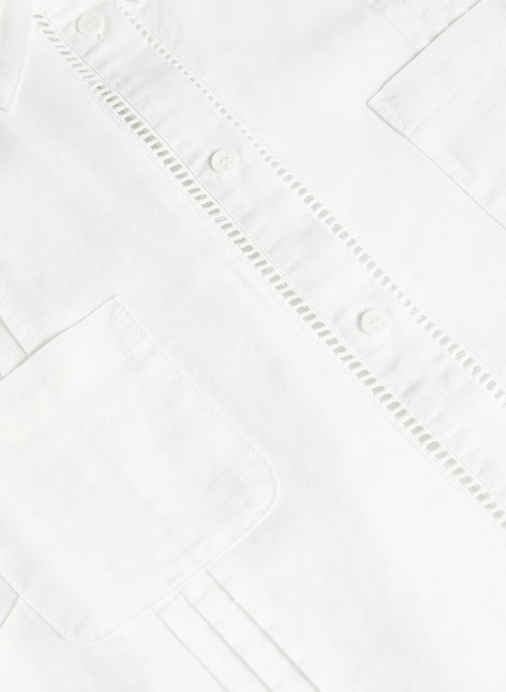 Blouse en mélange de coton et lin