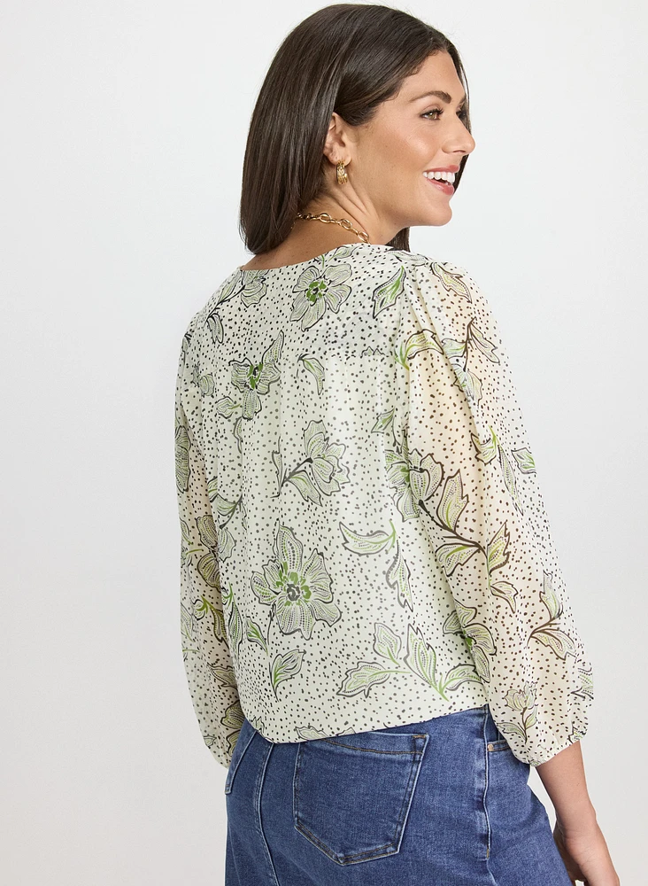Blouse florale en chiffon