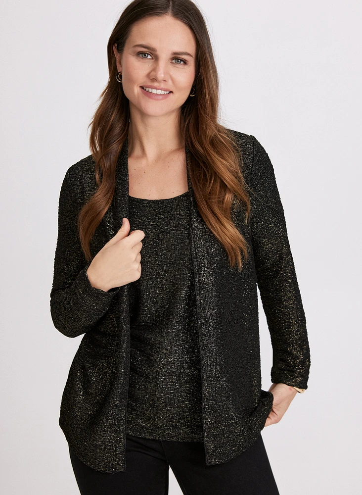 Layered Glitter Knit Illusion Top