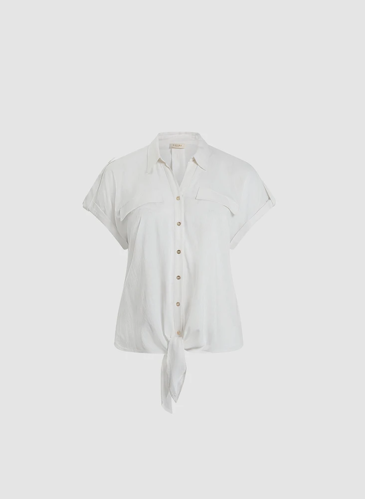 Blouse boutonnée à détail noué