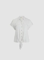 Blouse boutonnée à détail noué