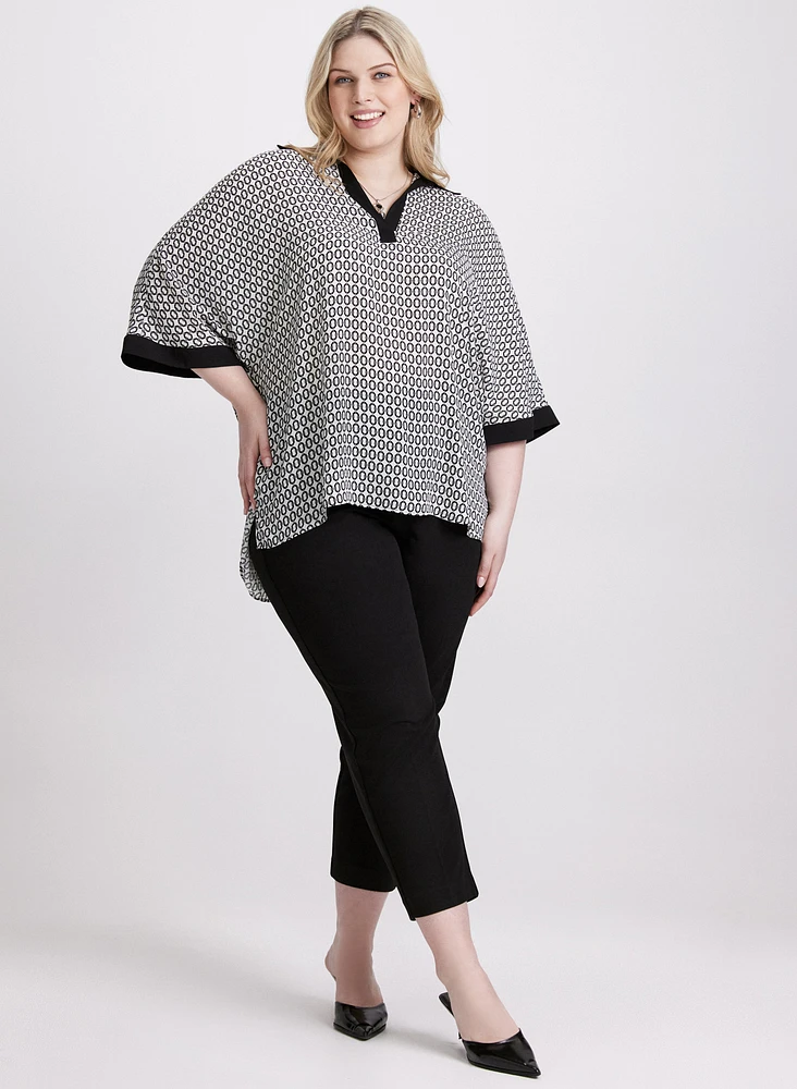 Geometric Contrast Blouse