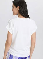 T-shirt froncé à pierres