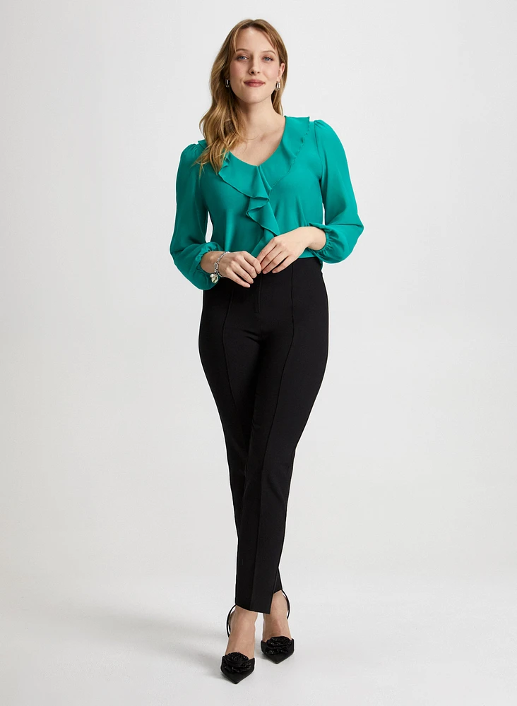 Chiffon Top & Slim Leg Pants