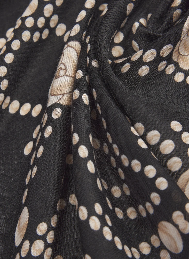 Foulard à motif de pois et fleurs