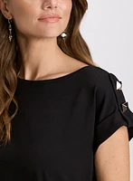 Stud Detail Cap Sleeve T-Shirt