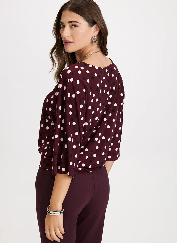 Polka Dot Elbow Sleeve Top