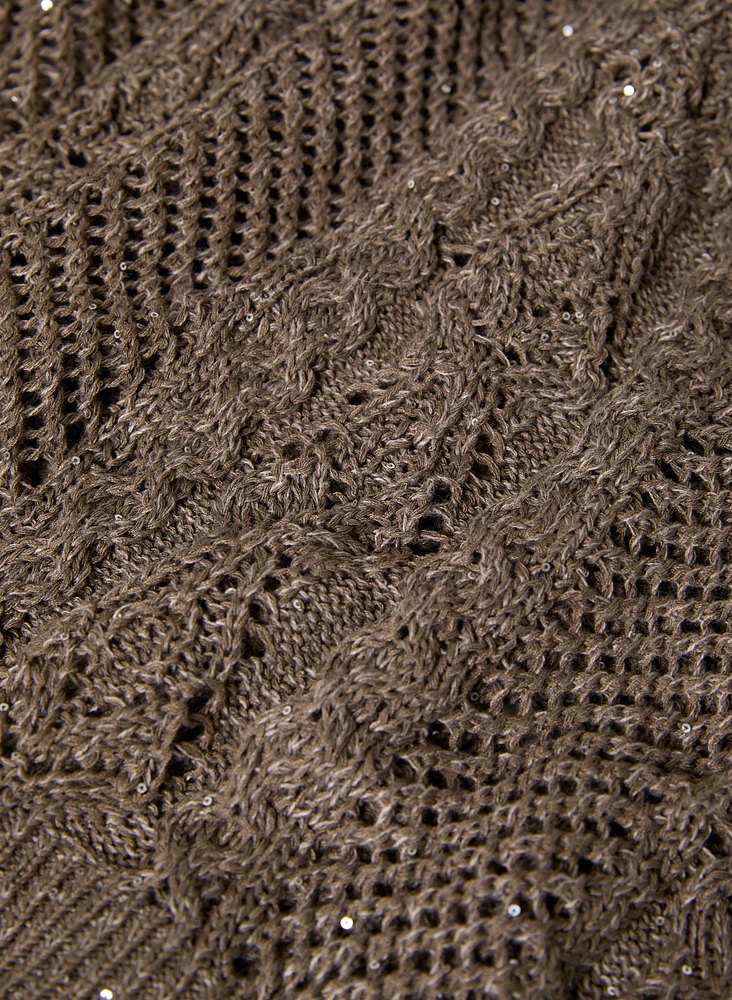 Sequin Detail Openwork Sweater