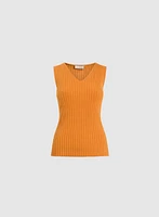 Sleeveless Ribbed Knit Sweater
