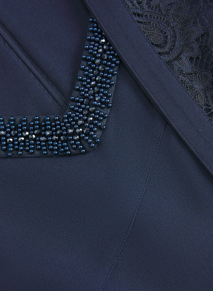 Lace Jacket & Crepe Dress Set
