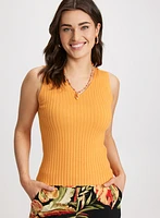 Sleeveless Ribbed Knit Sweater