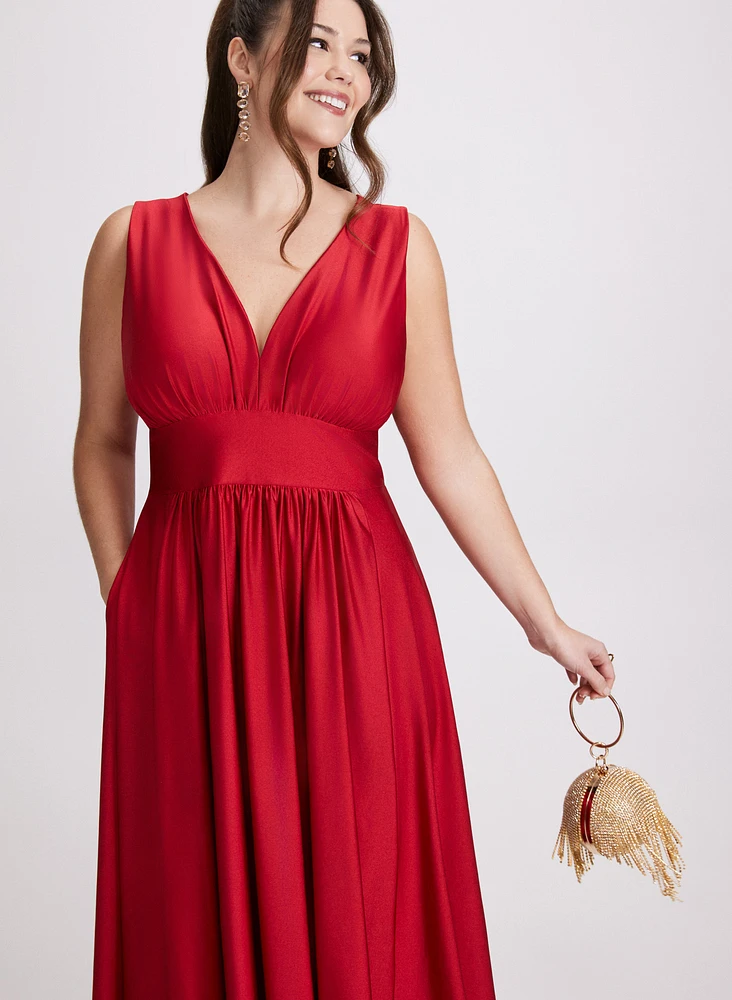 Plunging Neckline Maxi Dress