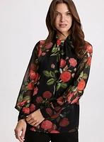 Floral Twist Mock Neck Blouse