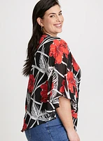 3/4 Sleeve Floral Poncho Blouse