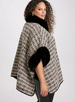 Bouclé Faux Fur Trim  Poncho